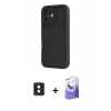 MARSİLYAN™- iPhone 16 Kılıf Yankı Yansıma Özel Seri - Siyah Bilvis 5in1 5D Magic Hayalet Cam Ekran Koruyucu + PVD Metal Kamera Lens - YL