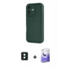 MARSİLYAN™- iPhone 16 Kılıf Yankı Yansıma Özel Seri - Siyah Bilvis 5in1 5D Magic Hayalet Cam Ekran Koruyucu + PVD Metal Kamera Lens - YL