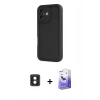 MARSİLYAN™- iPhone 16 Kılıf Yankı Yansıma Özel Seri - Siyah Bilvis 5in1 5D Magic Hayalet Cam Ekran Koruyucu + Mavi PVD Metal Kamera Lens