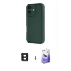 MARSİLYAN™- iPhone 16 Kılıf Yankı Yansıma Özel Seri - Siyah Bilvis 5in1 5D Magic Hayalet Cam Ekran Koruyucu + PVD Metal Kamera Lens - PE