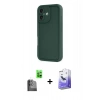 MARSİLYAN™- iPhone 16 Kılıf Yankı Yansıma Özel Seri - Siyah Bilvis 5in1 5D Magic Hayalet Cam Ekran Koruyucu + Raze Metal Kamera Lens - SH