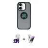 MARSİLYAN™- iPhone 16 Kılıf Yörünge Çizgi - Şeffaf Pasifik Cam Ekran Koruyucu + Bilvis Titan Kamera Lens - YL