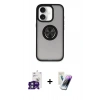 MARSİLYAN™- iPhone 16 Kılıf Yörünge Çizgi - Şeffaf Pasifik Cam Ekran Koruyucu + Bilvis Titan Kamera Lens - YL