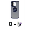 MARSİLYAN™- iPhone 16 Kılıf Yörünge Çizgi - Şeffaf Pasifik Cam Ekran Koruyucu + PVD Metal Kamera Lens - YL