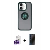 MARSİLYAN™- iPhone 16 Kılıf Yörünge Çizgi - Siyah 3D Antistatik Hayalet Cam Ekran Koruyucu + Bilvis Titan Kamera Lens - PE