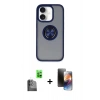 MARSİLYAN™- iPhone 16 Kılıf Yörünge Çizgi - Siyah 3D Antistatik Mat Seramik Nano Ekran Koruyucu + Raze Metal Kamera Lens - SH