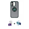 MARSİLYAN™- iPhone 16 Kılıf Yörünge Çizgi - Siyah 3D Antistatik Seramik Nano Ekran Koruyucu + Bilvis Titan Kamera Lens - GS
