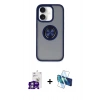 MARSİLYAN™- iPhone 16 Kılıf Yörünge Çizgi - Siyah 3D Antistatik Seramik Nano Ekran Koruyucu + Bilvis Titan Kamera Lens - GS
