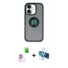 MARSİLYAN™- iPhone 16 Kılıf Yörünge Çizgi - Siyah 3D Antistatik Seramik Nano Ekran Koruyucu + Raze Metal Kamera Lens - PE