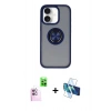 MARSİLYAN™- iPhone 16 Kılıf Yörünge Çizgi - Siyah 3D Antistatik Seramik Nano Ekran Koruyucu + Raze Metal Kamera Lens - PE
