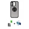 MARSİLYAN™- iPhone 16 Kılıf Yörünge Çizgi - Siyah 3D Antistatik Seramik Nano Ekran Koruyucu + Raze Metal Kamera Lens - SH