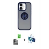 MARSİLYAN™- iPhone 16 Kılıf Yörünge Çizgi - Siyah 3D Antistatik Seramik Nano Ekran Koruyucu + Raze Metal Kamera Lens - SH