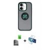 MARSİLYAN™- iPhone 16 Kılıf Yörünge Çizgi - Siyah 3D Antistatik Seramik Nano Ekran Koruyucu + Raze Metal Kamera Lens - SH