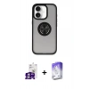 MARSİLYAN™- iPhone 16 Kılıf Yörünge Çizgi - Siyah Bilvis 5in1 3D Magic Cam Ekran Koruyucu + Bilvis Titan Kamera Lens - GS