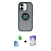 MARSİLYAN™- iPhone 16 Kılıf Yörünge Çizgi - Siyah Bilvis 5in1 3D Magic Cam Ekran Koruyucu + Raze Metal Kamera Lens - LT