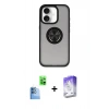 MARSİLYAN™- iPhone 16 Kılıf Yörünge Çizgi - Siyah Bilvis 5in1 3D Magic Cam Ekran Koruyucu + Raze Metal Kamera Lens - LT