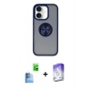 MARSİLYAN™- iPhone 16 Kılıf Yörünge Çizgi - Siyah Bilvis 5in1 3D Magic Cam Ekran Koruyucu + Raze Metal Kamera Lens - LT