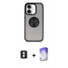 MARSİLYAN™- iPhone 16 Kılıf Yörünge Çizgi - Siyah Bilvis 5in1 3D Magic Cam Ekran Koruyucu + PVD Metal Kamera Lens - MI