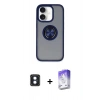 MARSİLYAN™- iPhone 16 Kılıf Yörünge Çizgi - Siyah Bilvis 5in1 3D Magic Cam Ekran Koruyucu + PVD Metal Kamera Lens - MI