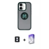 MARSİLYAN™- iPhone 16 Kılıf Yörünge Çizgi - Siyah Bilvis 5in1 3D Magic Cam Ekran Koruyucu + PVD Metal Kamera Lens - MI