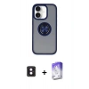 MARSİLYAN™- iPhone 16 Kılıf Yörünge Çizgi - Siyah Bilvis 5in1 3D Magic Cam Ekran Koruyucu + PVD Metal Kamera Lens - PE
