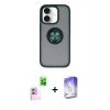MARSİLYAN™- iPhone 16 Kılıf Yörünge Çizgi - Siyah Bilvis 5in1 3D Magic Cam Ekran Koruyucu + Raze Metal Kamera Lens - PE