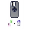 MARSİLYAN™- iPhone 16 Kılıf Yörünge Çizgi - Siyah Bilvis 5in1 3D Magic Cam Ekran Koruyucu + Raze Metal Kamera Lens - PE
