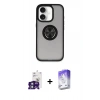 MARSİLYAN™- iPhone 16 Kılıf Yörünge Çizgi - Siyah Bilvis 5in1 3D Magic Cam Ekran Koruyucu + Bilvis Titan Kamera Lens - YL