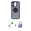 MARSİLYAN™- iPhone 16 Kılıf Yörünge Çizgi - Siyah Bilvis 5in1 5D Magic Hayalet Cam Ekran Koruyucu + Raze Metal Kamera Lens - BZ