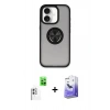 MARSİLYAN™- iPhone 16 Kılıf Yörünge Çizgi - Siyah Bilvis 5in1 5D Magic Hayalet Cam Ekran Koruyucu + Raze Metal Kamera Lens - BZ