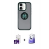 MARSİLYAN™- iPhone 16 Kılıf Yörünge Çizgi - Siyah Bilvis 5in1 5D Magic Hayalet Cam Ekran Koruyucu + Bilvis Titan Kamera Lens - GS