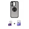 MARSİLYAN™- iPhone 16 Kılıf Yörünge Çizgi - Siyah Bilvis 5in1 5D Magic Hayalet Cam Ekran Koruyucu + Bilvis Titan Kamera Lens - GS