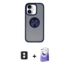 MARSİLYAN™- iPhone 16 Kılıf Yörünge Çizgi - Siyah Bilvis 5in1 5D Magic Hayalet Cam Ekran Koruyucu + PVD Metal Kamera Lens - MI
