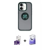 MARSİLYAN™- iPhone 16 Kılıf Yörünge Çizgi - Siyah Bilvis 5in1 5D Magic Hayalet Cam Ekran Koruyucu + Bilvis Titan Kamera Lens - PE