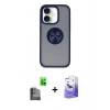 MARSİLYAN™- iPhone 16 Kılıf Yörünge Çizgi - Siyah Bilvis 5in1 5D Magic Hayalet Cam Ekran Koruyucu + Raze Metal Kamera Lens - SH