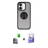 MARSİLYAN™- iPhone 16 Kılıf Yörünge Çizgi - Siyah Bilvis 5in1 5D Magic Hayalet Cam Ekran Koruyucu + Raze Metal Kamera Lens - SH