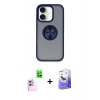 MARSİLYAN™- iPhone 16 Kılıf Yörünge Çizgi - Siyah Bilvis 5in1 5D Magic Hayalet Cam Ekran Koruyucu + Raze Metal Kamera Lens - PE