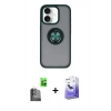 MARSİLYAN™- iPhone 16 Kılıf Yörünge Çizgi - Siyah Bilvis 5in1 5D Magic Hayalet Cam Ekran Koruyucu + Raze Metal Kamera Lens - SH
