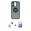 MARSİLYAN™- iPhone 16 Kılıf Yörünge Çizgi - Siyah Bilvis 5in1 5D Magic Hayalet Cam Ekran Koruyucu + Raze Metal Kamera Lens - PE
