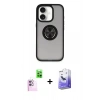 MARSİLYAN™- iPhone 16 Kılıf Yörünge Çizgi - Siyah Bilvis 5in1 5D Magic Hayalet Cam Ekran Koruyucu + Raze Metal Kamera Lens - PE