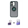 MARSİLYAN™- iPhone 16 Kılıf Yörünge Çizgi - Siyah Bilvis 5in1 5D Magic Hayalet Cam Ekran Koruyucu + Bilvis Titan Kamera Lens - YL