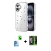 MARSİLYAN™- iPhone 16 Kılıf Yörünge Form - Şeffaf 360 Full Body Arka Koruyucu + Raze Metal Kamera Lens - LT