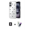 MARSİLYAN™- iPhone 16 Kılıf Yörünge Form - Şeffaf Pasifik Cam Ekran Koruyucu + PVD Metal Kamera Lens - PE