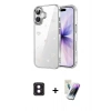 MARSİLYAN™- iPhone 16 Kılıf Yörünge Form - Şeffaf Pasifik Cam Ekran Koruyucu + PVD Metal Kamera Lens - PE