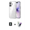 MARSİLYAN™- iPhone 16 Kılıf Yörünge Form - Şeffaf Pasifik Cam Ekran Koruyucu + PVD Metal Kamera Lens - YL