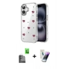 MARSİLYAN™- iPhone 16 Kılıf Yörünge Form - Şeffaf Pasifik Cam Ekran Koruyucu + Raze Metal Kamera Lens - SH