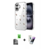 MARSİLYAN™- iPhone 16 Kılıf Yörünge Form - Şeffaf Pasifik Cam Ekran Koruyucu + Raze Metal Kamera Lens - SH