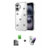 MARSİLYAN™- iPhone 16 Kılıf Yörünge Form - Şeffaf Pasifik Cam Ekran Koruyucu + Raze Metal Kamera Lens - SH