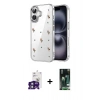 MARSİLYAN™- iPhone 16 Kılıf Yörünge Form - Siyah 360 Mat Full Body Arka Koruyucu + Bilvis Titan Kamera Lens - YL