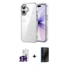 MARSİLYAN™- iPhone 16 Kılıf Yörünge Form - Siyah 3D Antistatik Hayalet Cam Ekran Koruyucu + Bilvis Titan Kamera Lens - YL